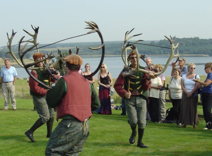 Abbots Bromley Horn Dance. Ancient Antler Procession in Staffordshire, England