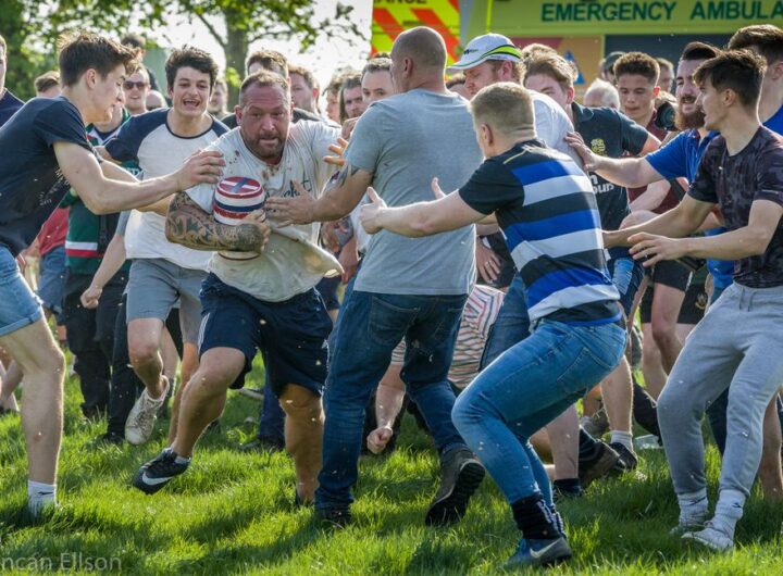 Bottle Kicking and Hare Pie Scrambling. Wild Easter Battle for Beer Barrels in Leicestershire, England