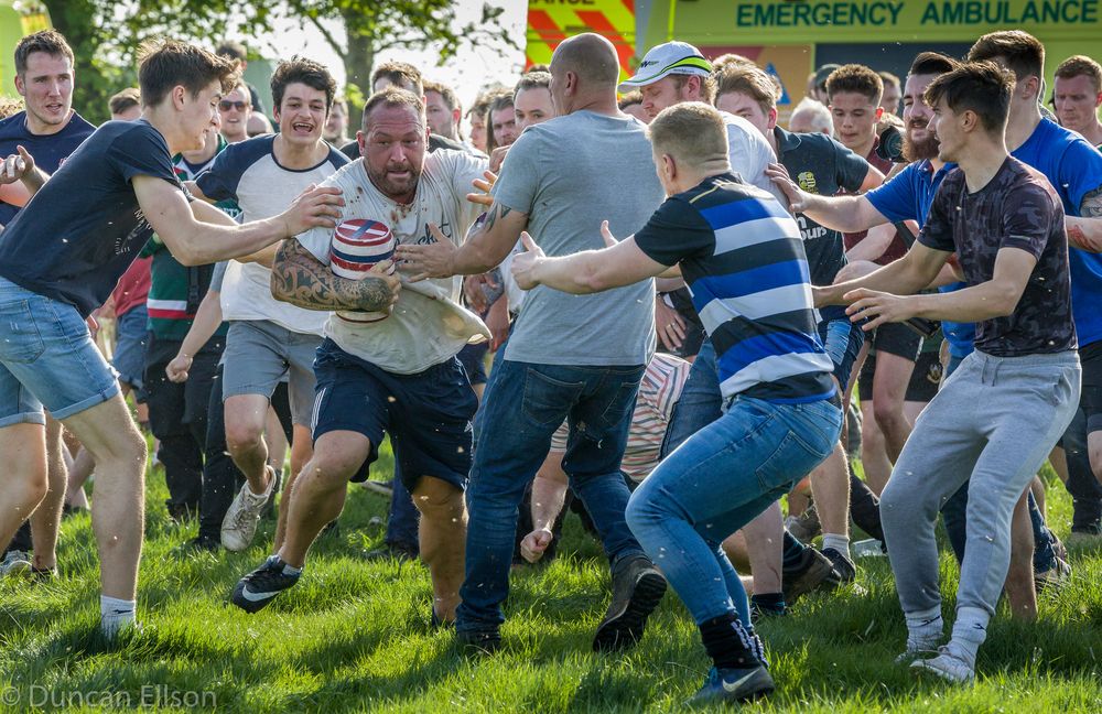 Bottle Kicking and Hare Pie Scrambling. Wild Easter Battle for Beer Barrels in Leicestershire, England