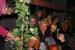 Punkie Night. Lanterns from Turnips Lighting Up Somerset Streets in England