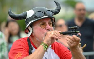 World Pea Shooting Championships. Blowing Peas at Targets in Cambridgeshire, England